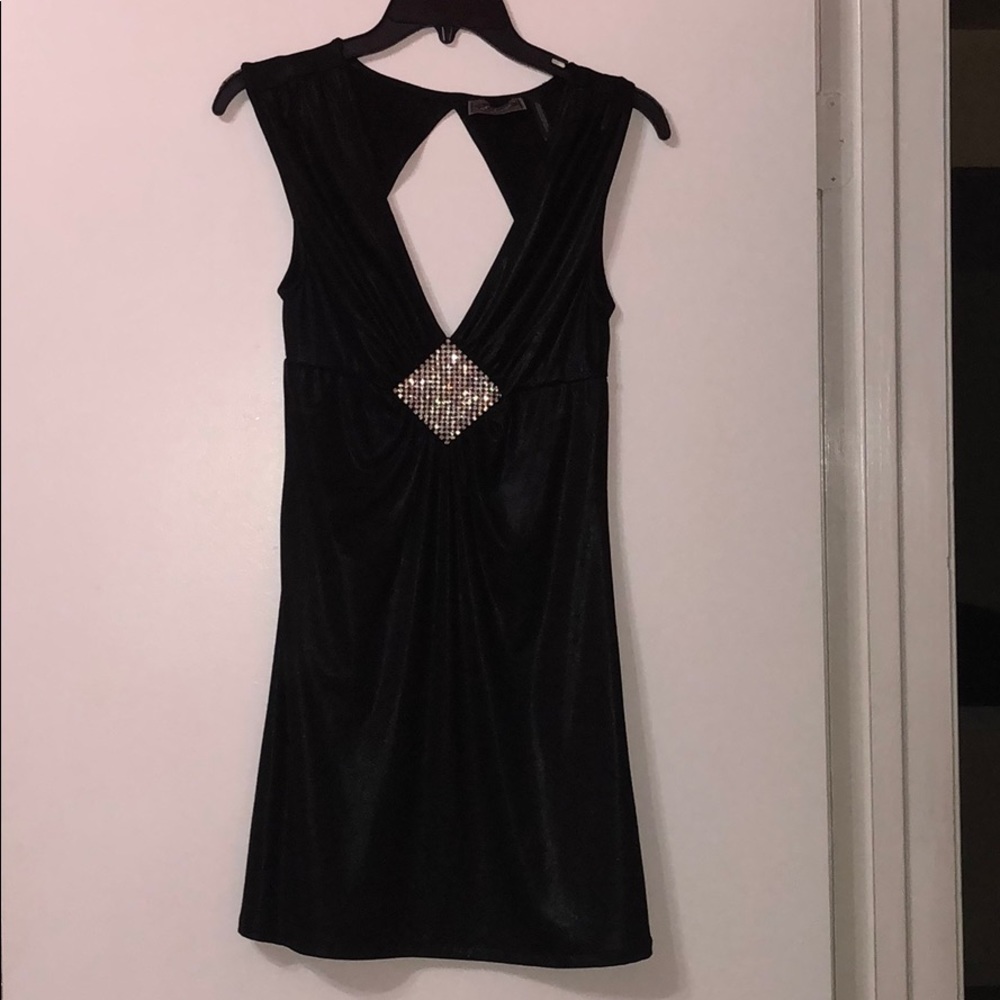 Guess Deep V Diamond Studded Dress